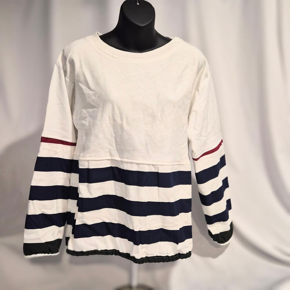 Vintage California Concepts Linen Blend Striped Pullover Nautical -Made in USA
